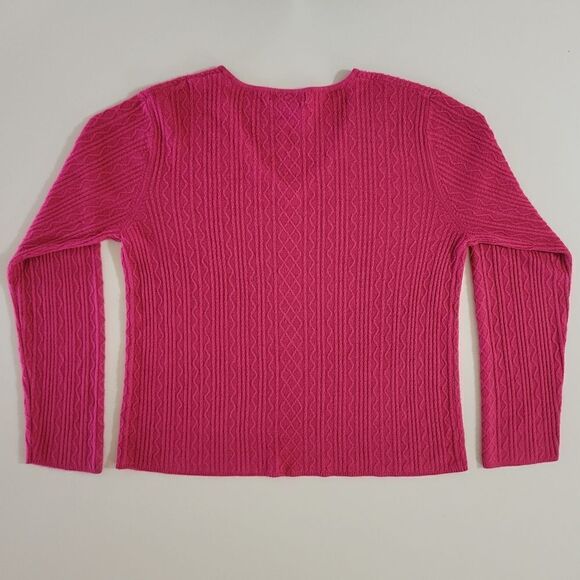 Coldwater Creek Women's Raspberry Vneck Long Sleeve Cable-knit Pullover Sweater - Picture 10 of 11
